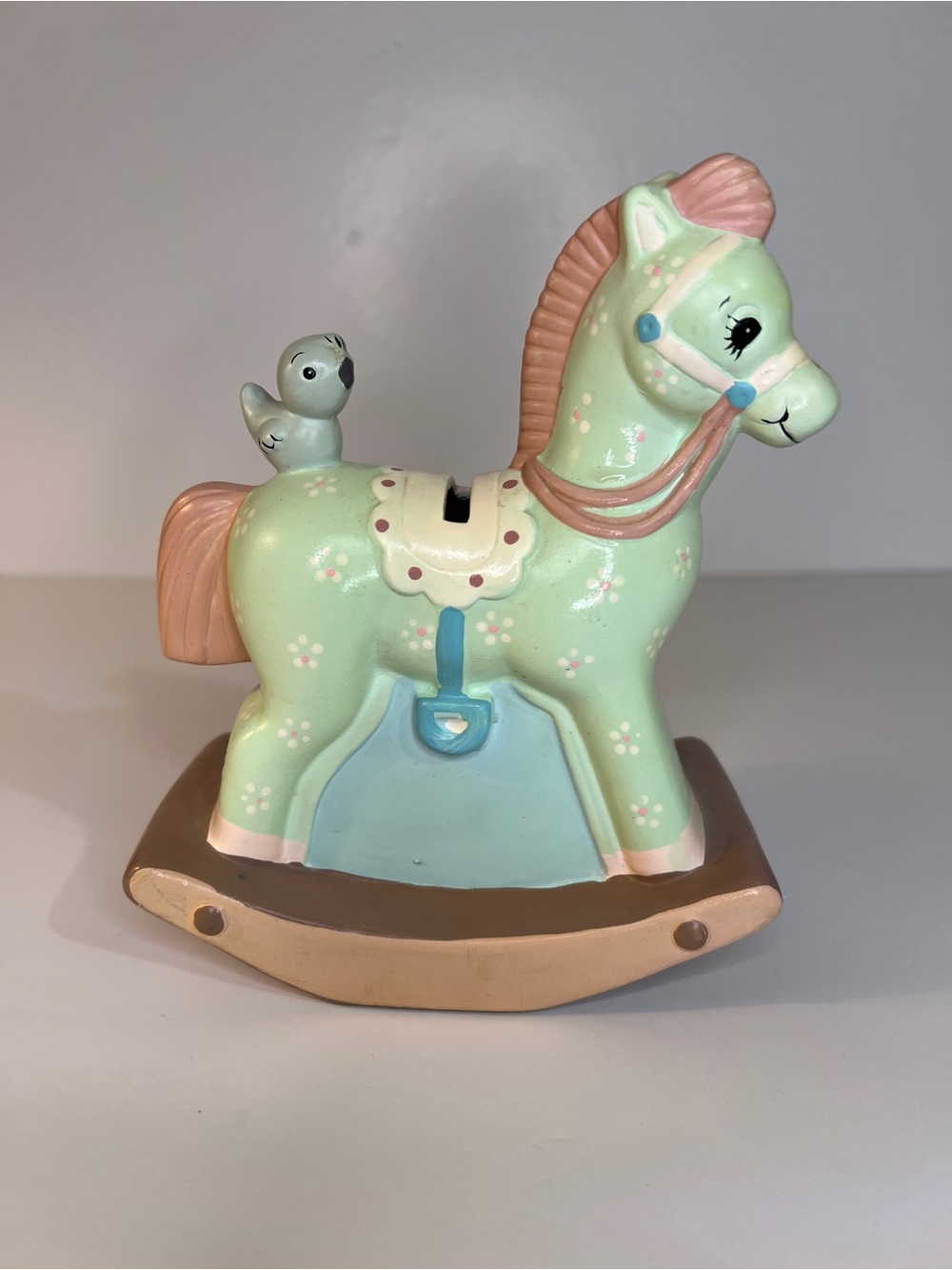 Vintage Rocking Horse Ceramic Piggy Bank